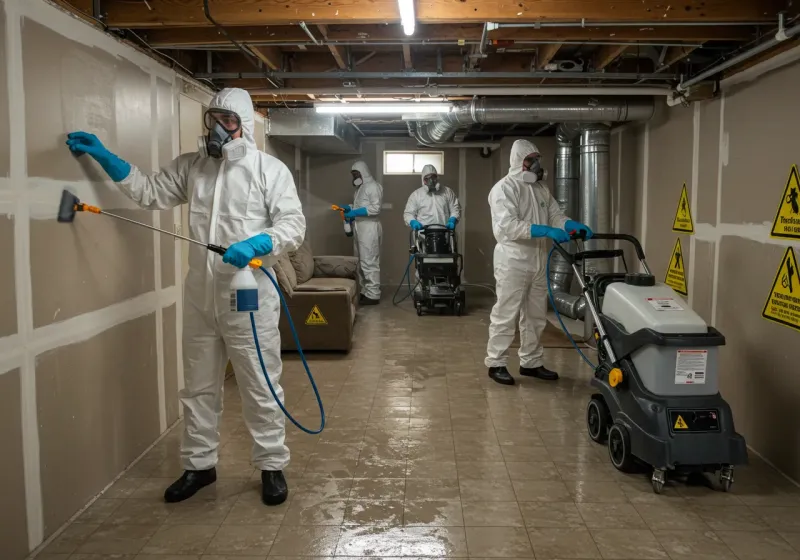 Basement Moisture Removal and Structural Drying process in Seagate, NC